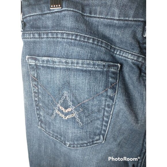 7 for all Mankind A Pocket low rise bootcut medium dark wash jeans, wome… - Picture 2 of 13